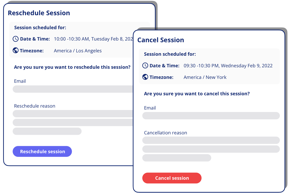 OpenQ Scheduler lets you cancel or reschedule booked meetings easily with one click.