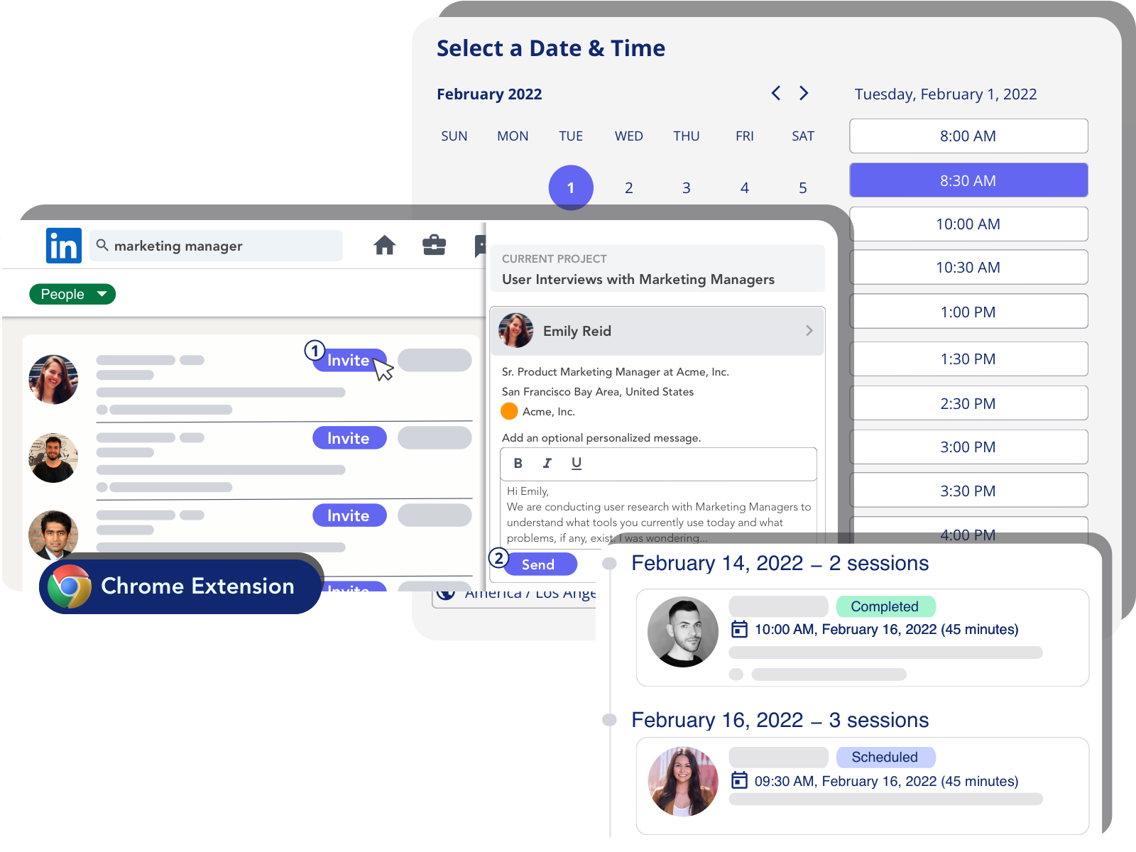 Recruit and schedule participants for B2B SaaS user research and customer development with OpenQ.