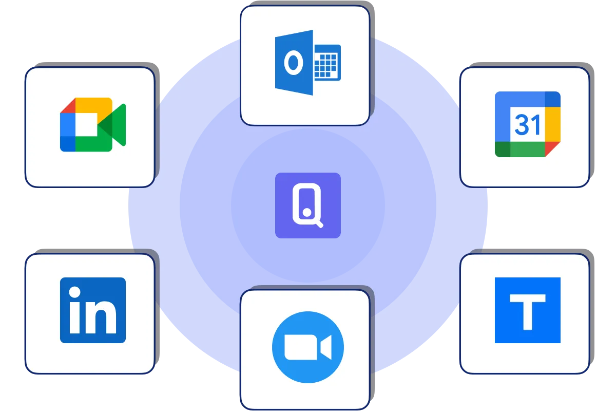 Icons of apps and services that OpenQ integrates with to streamline user research operations for Researchers.
