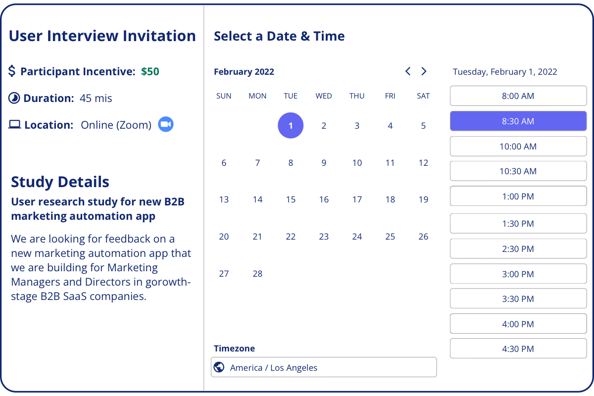 OpenQ Scheduler enables advanced workflows for user research and customer discovery scheduling.