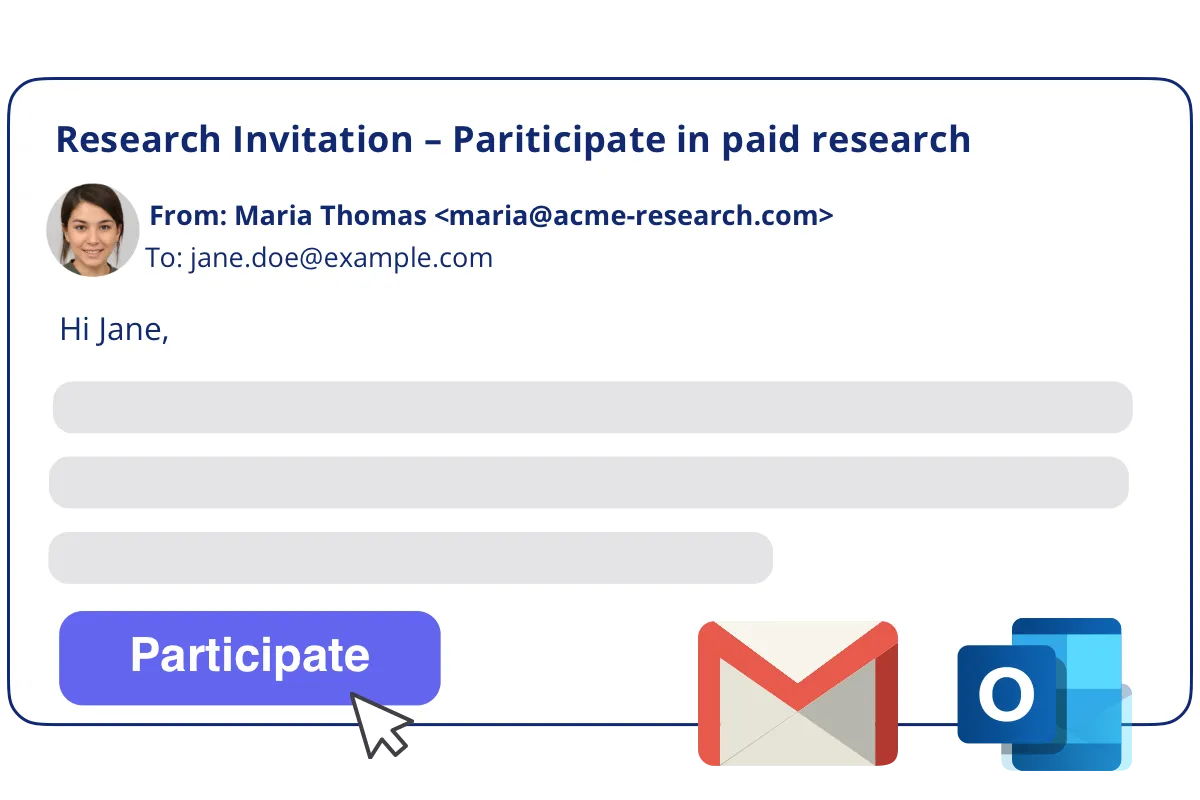 Research participation invite sent to Participant by OpenQ.